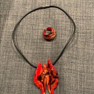 Glass necklace and ring